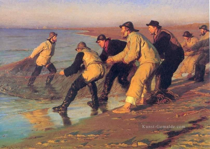 Pescadores de la playa 1883 Peder Severin Kroyer Ölgemälde